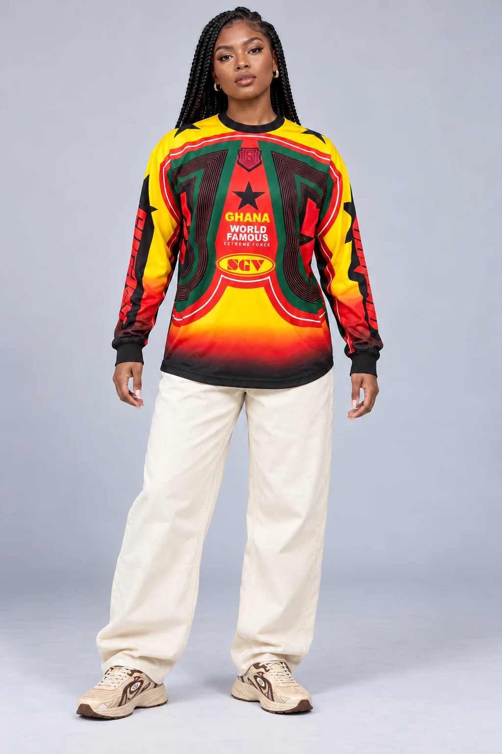 Ghana Yellow Long Sleeve Cream Brown